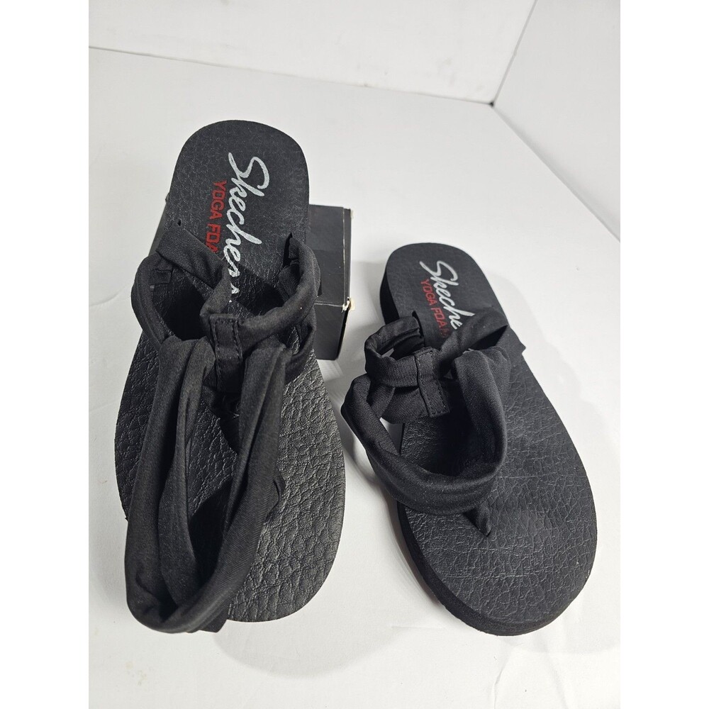 Skechers Yoga Foam Sling Black Flip Flops Sandals Size 6 Summer Beach Water